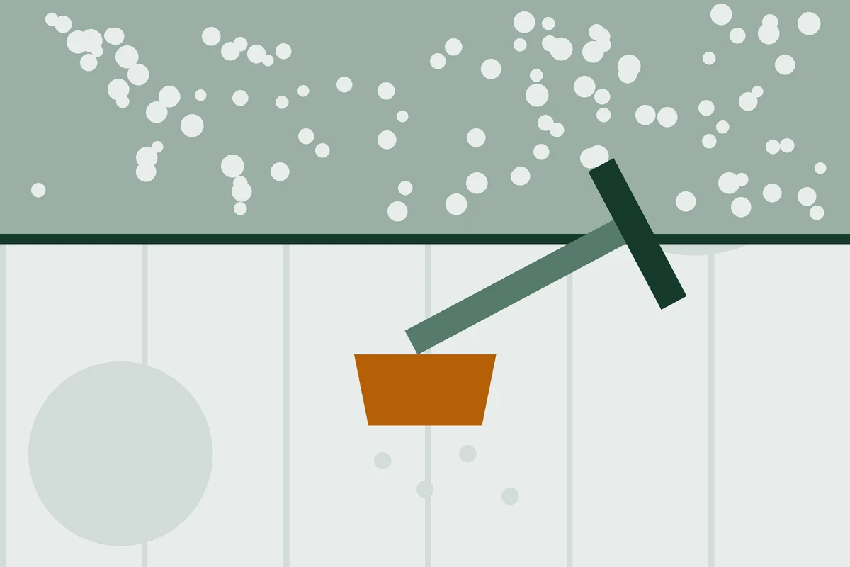 Illustration of a scraper removing popcorn texture from a ceiling
